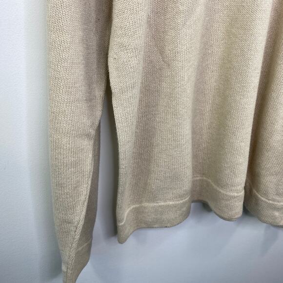 Nautica Y2K 9s Sweater Men Large Cream Striped Long Sleeve Wool Blend Crewneck - Picture 3 of 6